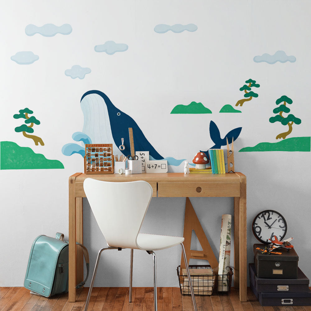 What is the Room Next Door Like? Bath room A: Mr. Blue Whale Set WALL DECAL