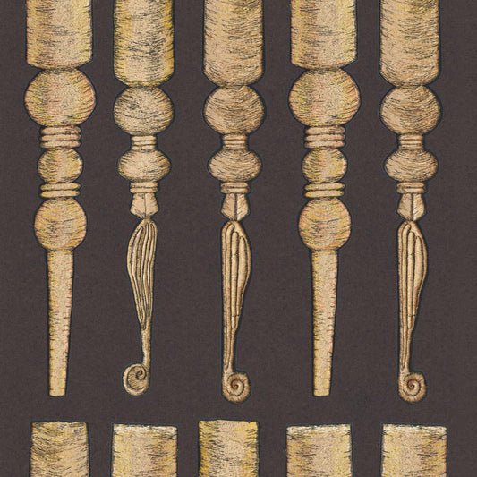 SAMPLE March of the Bobbin Legs Antique Grey PEEL AND STICK WALLPAPER