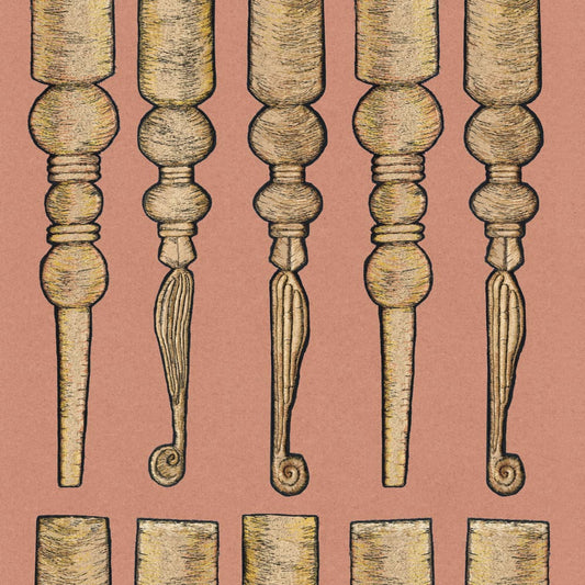 SAMPLE March of the Bobbin Legs Dusty Salmon PEEL AND STICK WALLPAPER