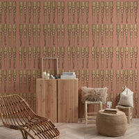 March of the Bobbin Legs Dusty Salmon 3 m long WALLPAPER