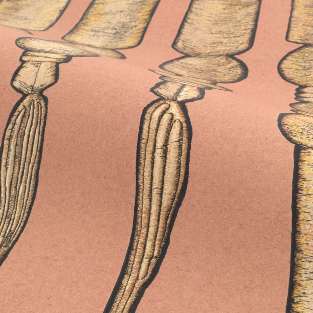 March of the Bobbin Legs Dusty Salmon 3.3 m long WALLPAPER