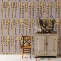 March of the Bobbin Legs Rose Grey 3 m long WALLPAPER