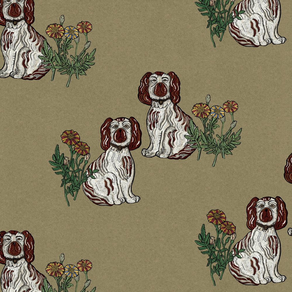 SAMPLE Chiens jumeaux Smoke Sage PEEL AND STICK WALLPAPER