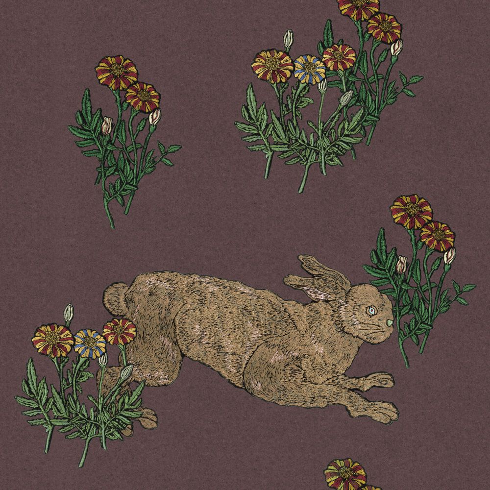 SAMPLE Mon lapin Old Burgundy PEEL AND STICK WALLPAPER