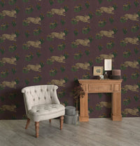 SAMPLE Mon lapin Old Burgundy PEEL AND STICK WALLPAPER