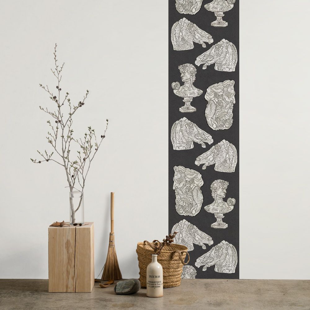 Silence of the Busts Charcoal Grey 3 m long WALLPAPER