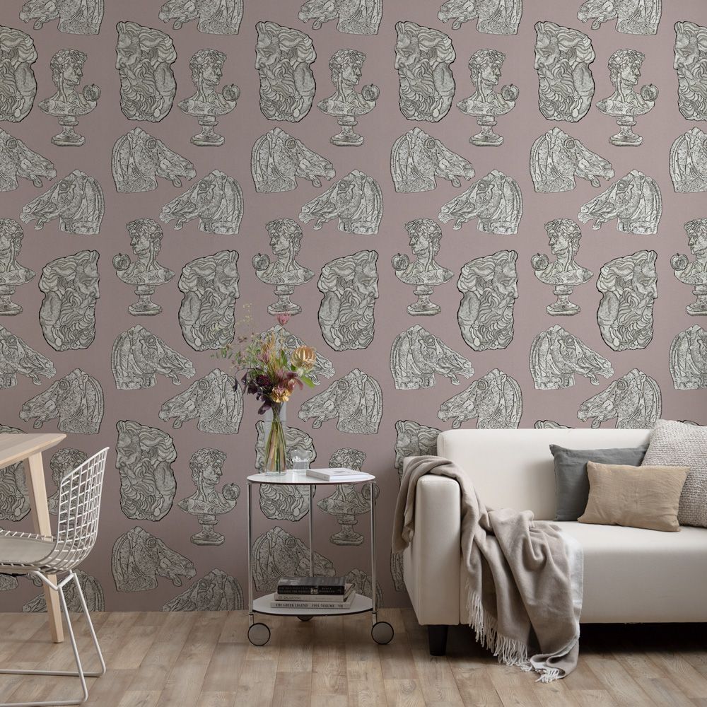 Silence of the Busts Rose Grey 2.5 m long PEEL AND STICK WALLPAPER