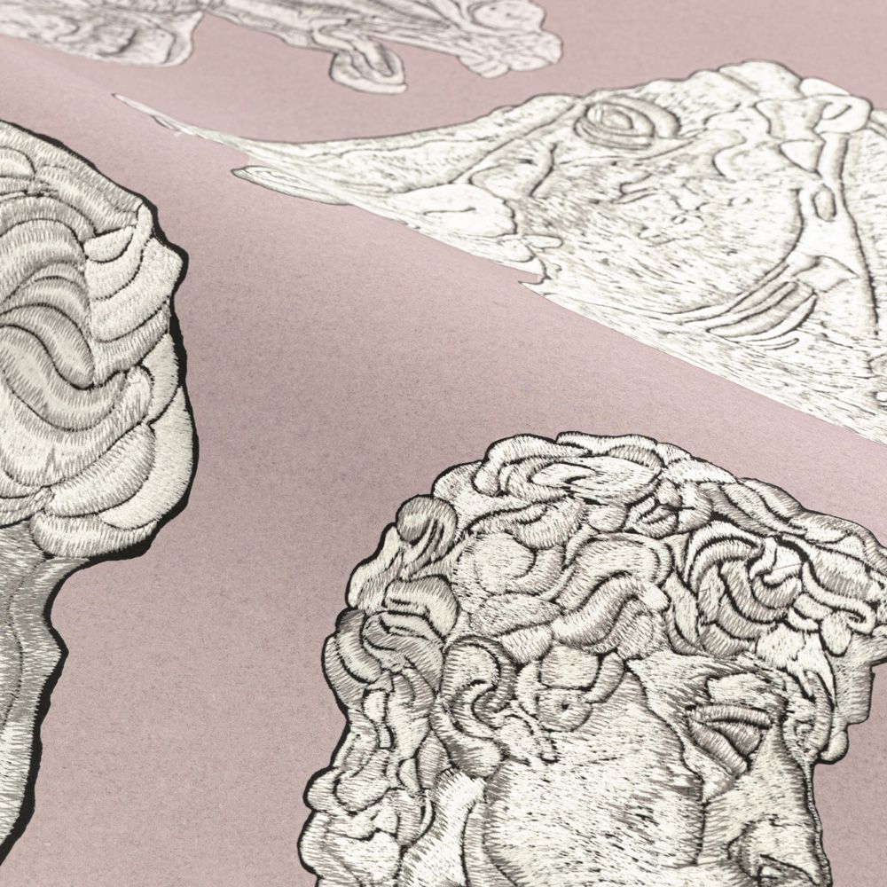 Silence of the Busts Rose Grey 2.5 m long PEEL AND STICK WALLPAPER