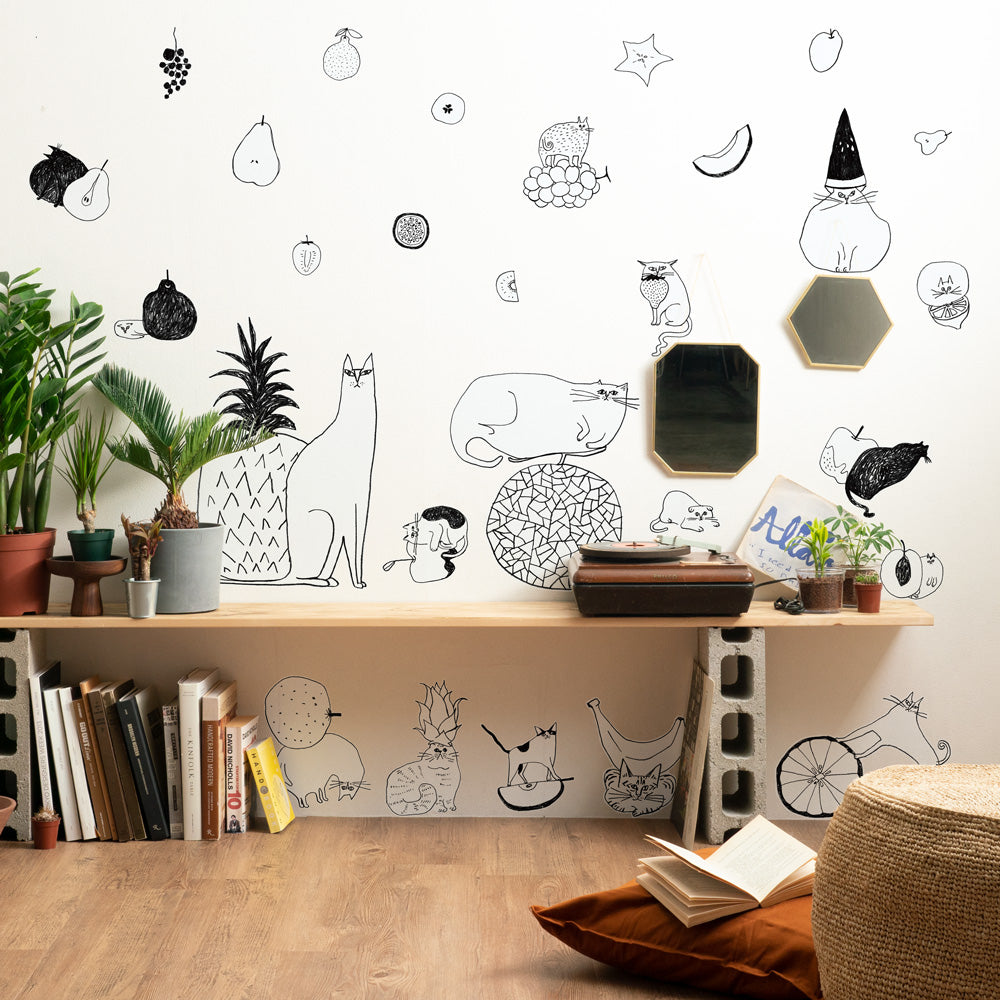 Cats and Fruits D set WALL DECAL