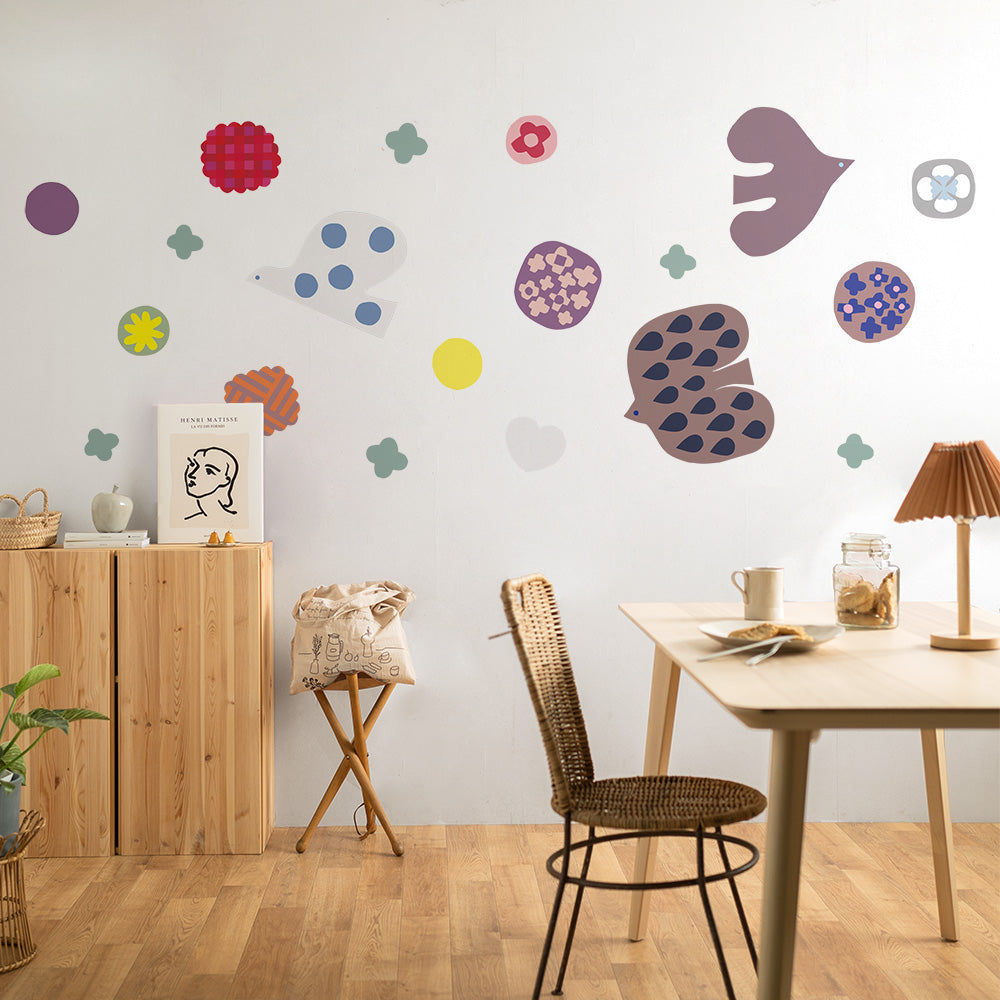 Bird and Flower colorful B WALL DECAL