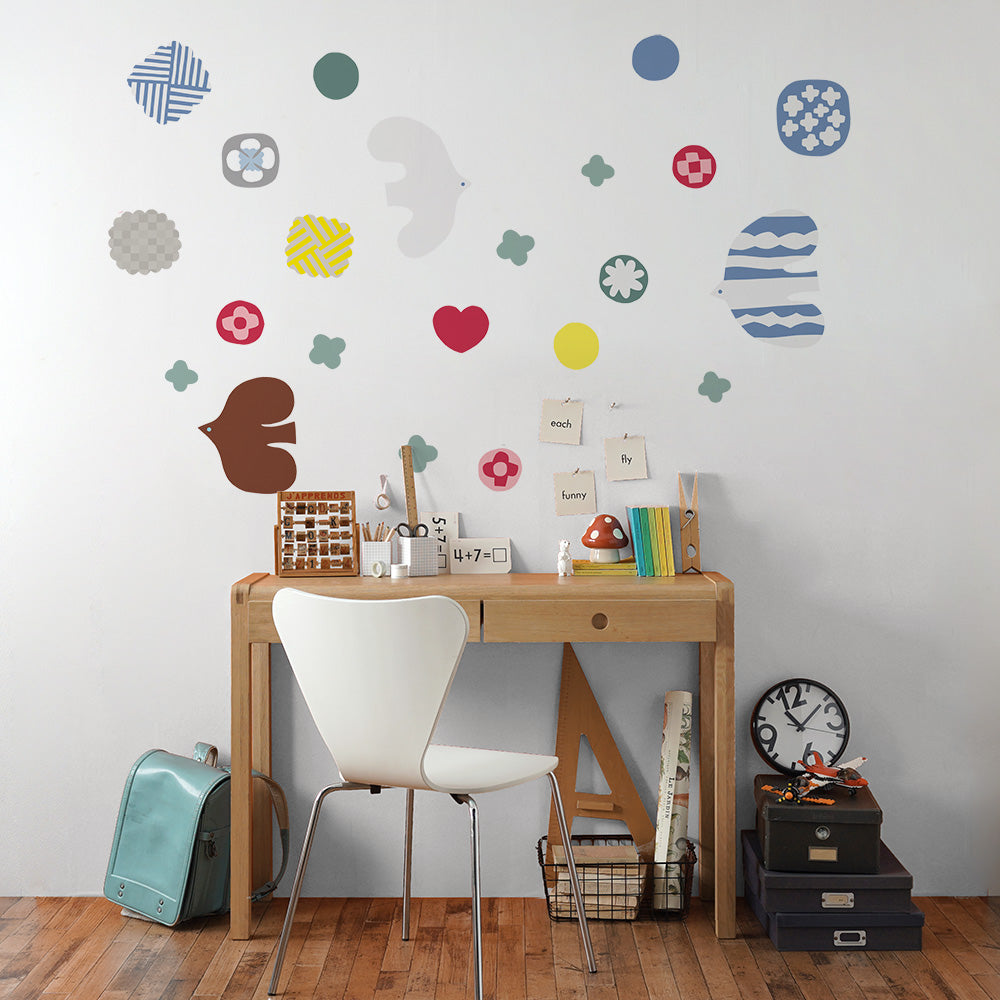 Bird and Flower colorful D WALL DECAL