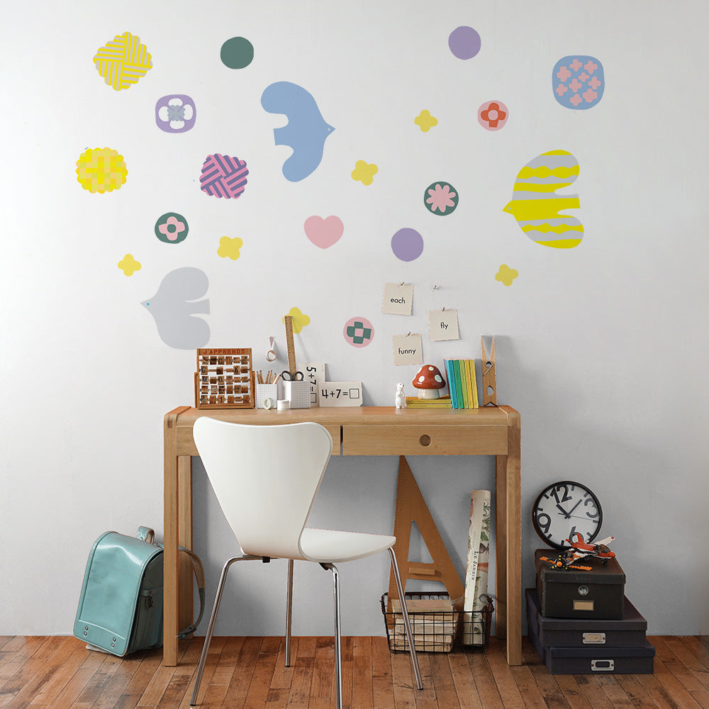 Bird and Flower pastel D WALL DECAL