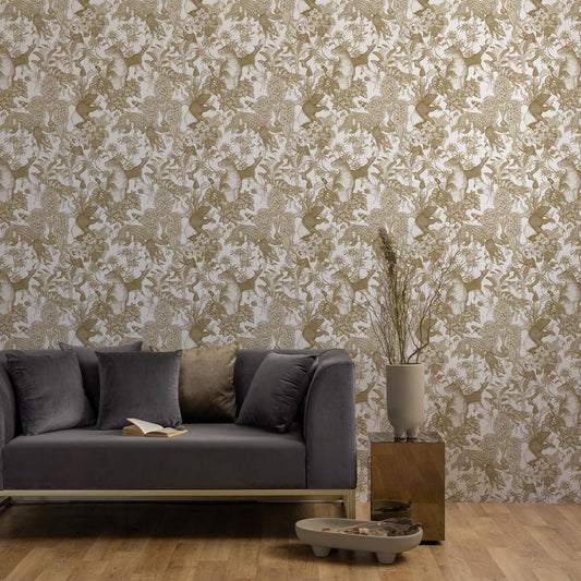 Tropical rainforest Brown 2.7 m long PEEL AND STICK WALLPAPER