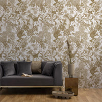 Tropical rainforest／Double Brown 3 m long PEEL AND STICK WALLPAPER