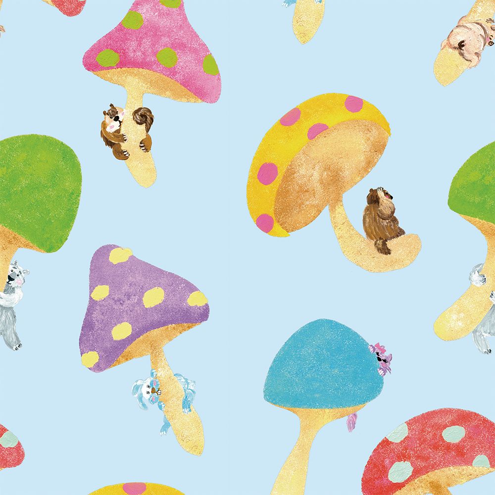 Flying Mushrooms in the Sky Blue 3 m long WALLPAPER