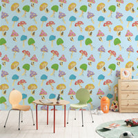 Flying Mushrooms in the Sky Blue 3 m long WALLPAPER