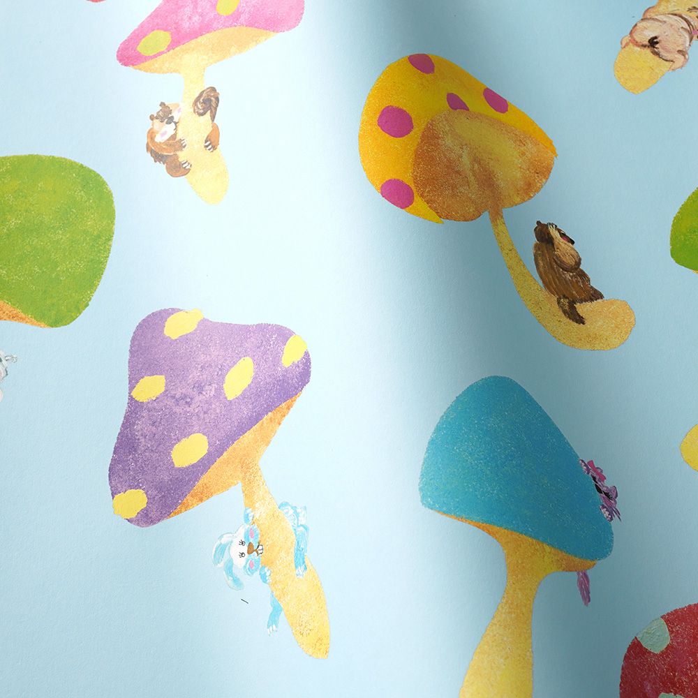 Flying Mushrooms in the Sky Blue 2.5 m long WALLPAPER