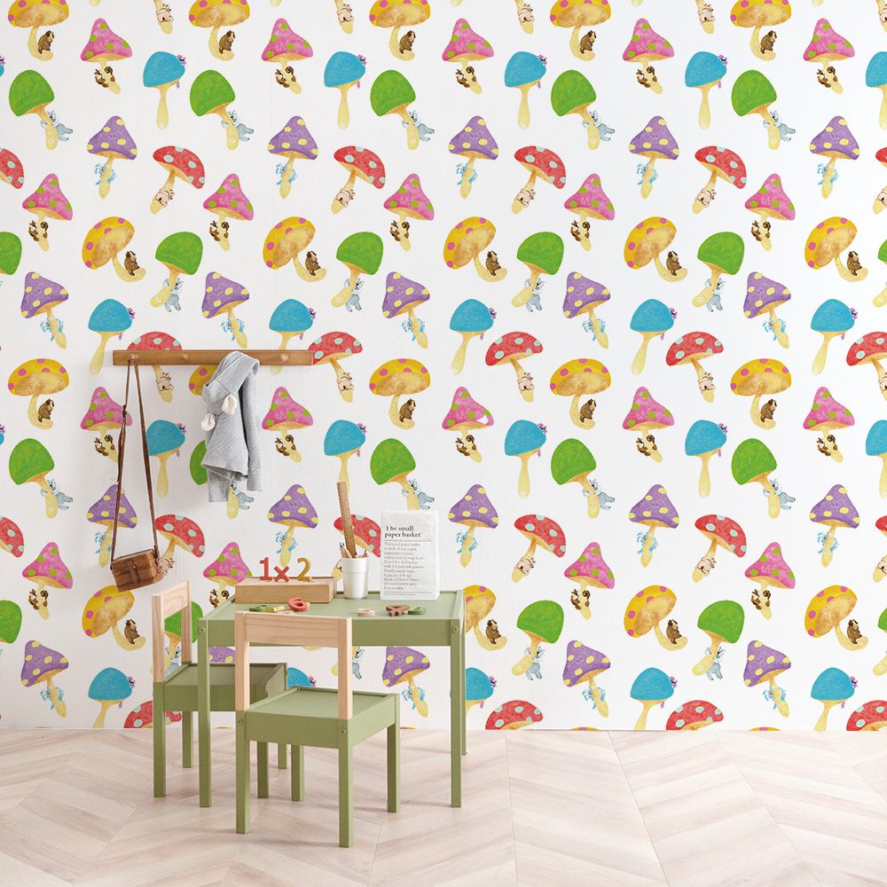 Flying Mushrooms in the Sky White 3.3 m long WALLPAPER