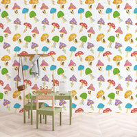 Flying Mushrooms in the Sky White 2.5 m long WALLPAPER