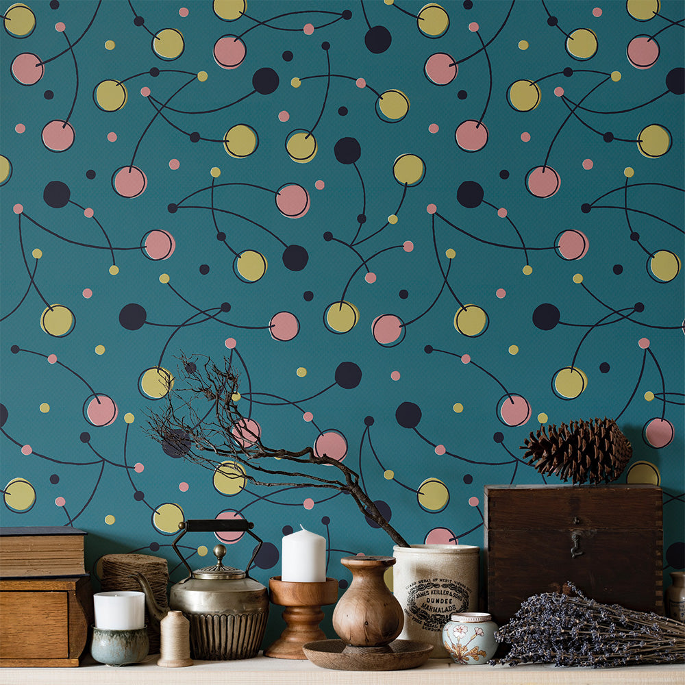 cherry Blue 2.5 m long WALLPAPER