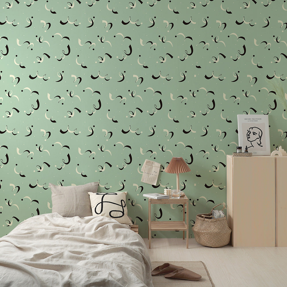 rhythmical Mint Green 3.3 m long WALLPAPER