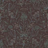 over botanical dark navy 2.5 m long WALLPAPER