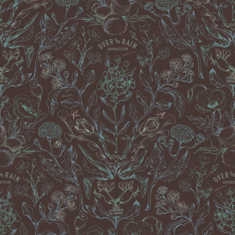 over botanical dark navy 2.7 m long WALLPAPER