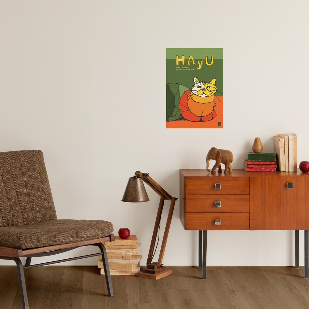 HAyU ANIMAL ART POSTER Multi color Cat A3 Size POSTER