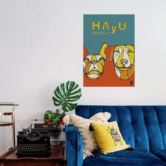 HAyU ANIMAL ART POSTER Multi color Dog A2 Size POSTER