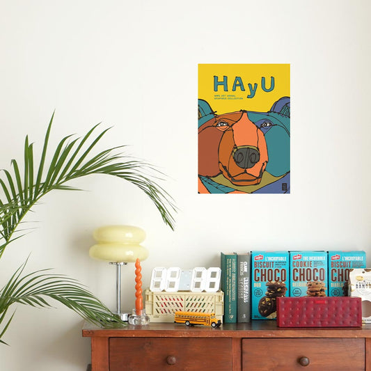 HAyU ANIMAL ART POSTER Multi color Grizzly A3 Size POSTER