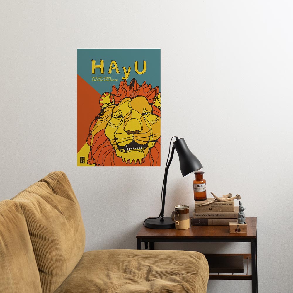 HAyU ANIMAL ART POSTER Multi color Lion A2 Size POSTER
