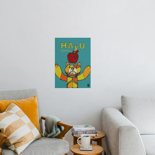 HAyU ANIMAL ART POSTER Multi color HAyU Bear A3 Size PEEL AND STICK POSTER