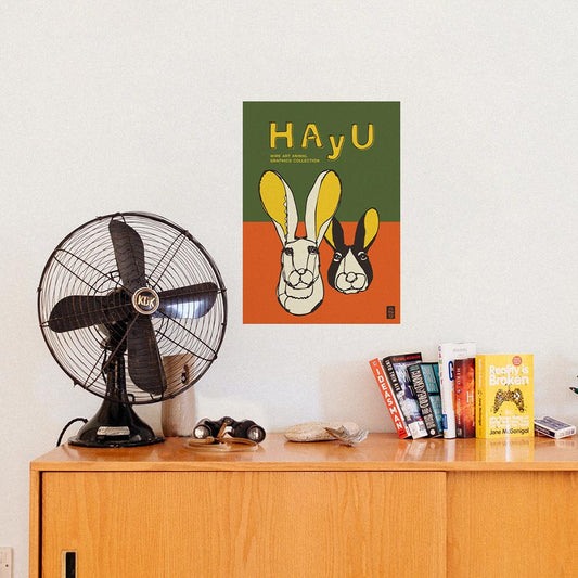 HAyU ANIMAL ART POSTER Multi color Rabbit A3 Size PEEL AND STICK POSTER