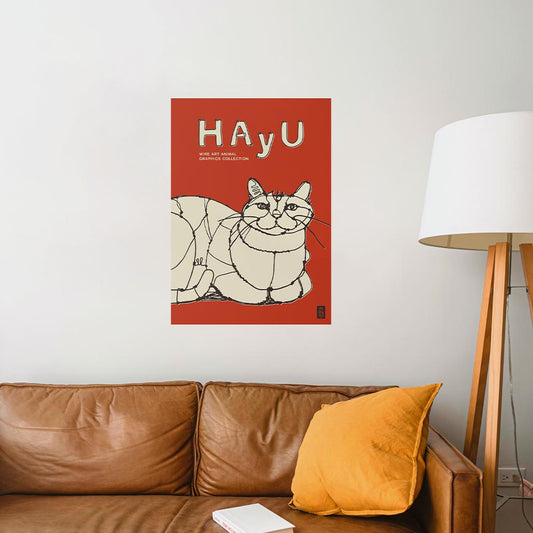 HAyU ANIMAL ART POSTER Single color Cat A2 Size PEEL AND STICK POSTER