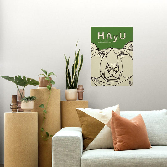 HAyU ANIMAL ART POSTER Single color Grizzly A2 Size POSTER