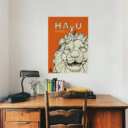 HAyU ANIMAL ART POSTER Single color Lion A2 Size POSTER