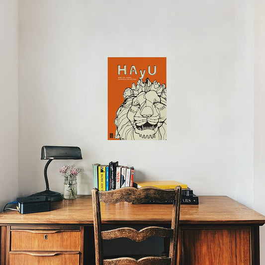 HAyU ANIMAL ART POSTER Single color Lion A3 Size PEEL AND STICK POSTER