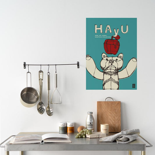 HAyU ANIMAL ART POSTER Single color HAyU Bear A2 Size POSTER