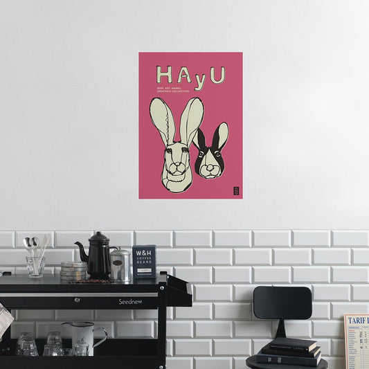 HAyU ANIMAL ART POSTER Single color Rabbit A2 Size POSTER