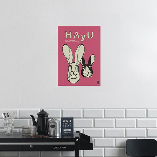 HAyU ANIMAL ART POSTER Single color Rabbit A3 Size PEEL AND STICK POSTER