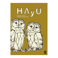HAyU ANIMAL ART POSTER Single color Owl A2 Size PEEL AND STICK POSTER