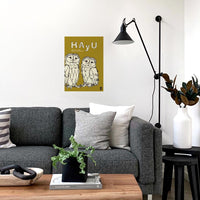 HAyU ANIMAL ART POSTER Single color Owl A3 Size PEEL AND STICK POSTER