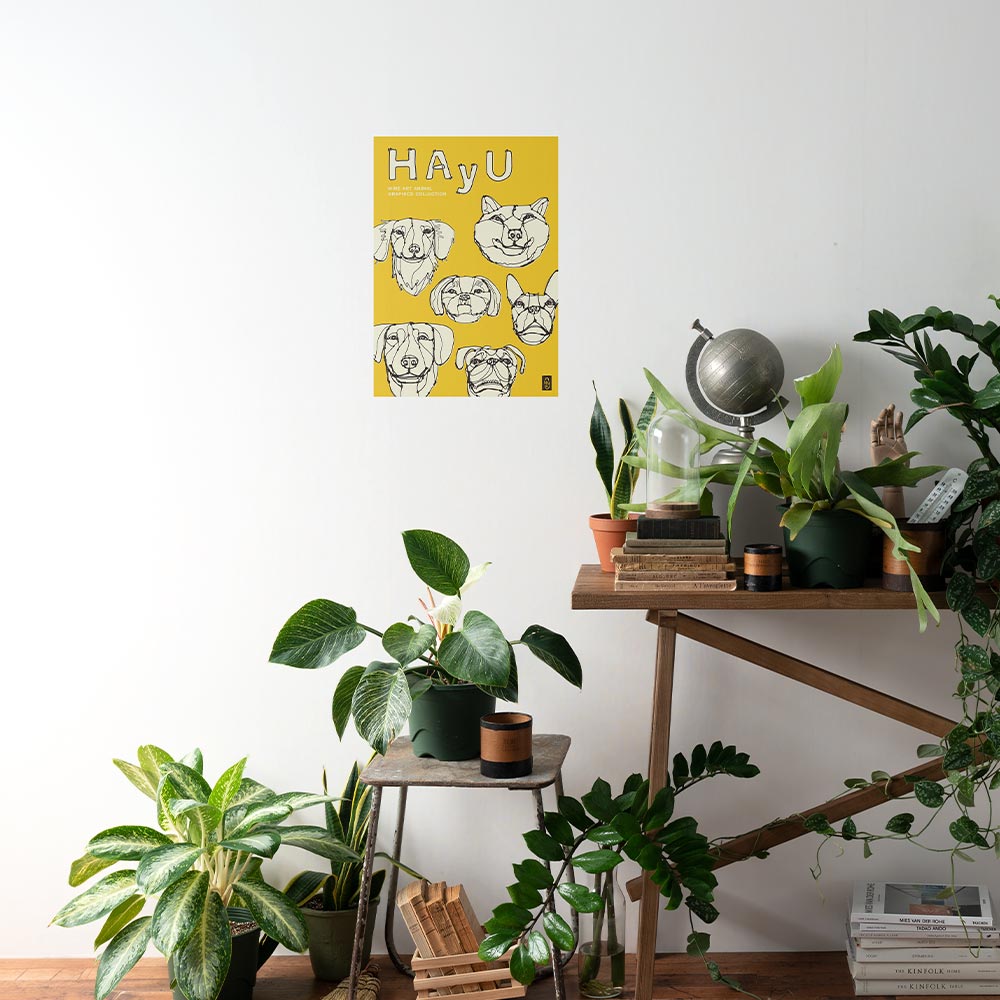 HAyU ANIMAL ART POSTER Single color SIX DOGS A3 Size POSTER