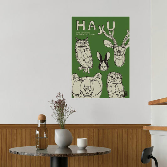 HAyU ANIMAL ART POSTER Single color FOREST ANIMALS A2 Size POSTER