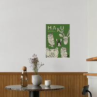 HAyU ANIMAL ART POSTER Single color FOREST ANIMALS A3 Size POSTER