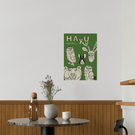HAyU ANIMAL ART POSTER Single color FOREST ANIMALS A3 Size POSTER