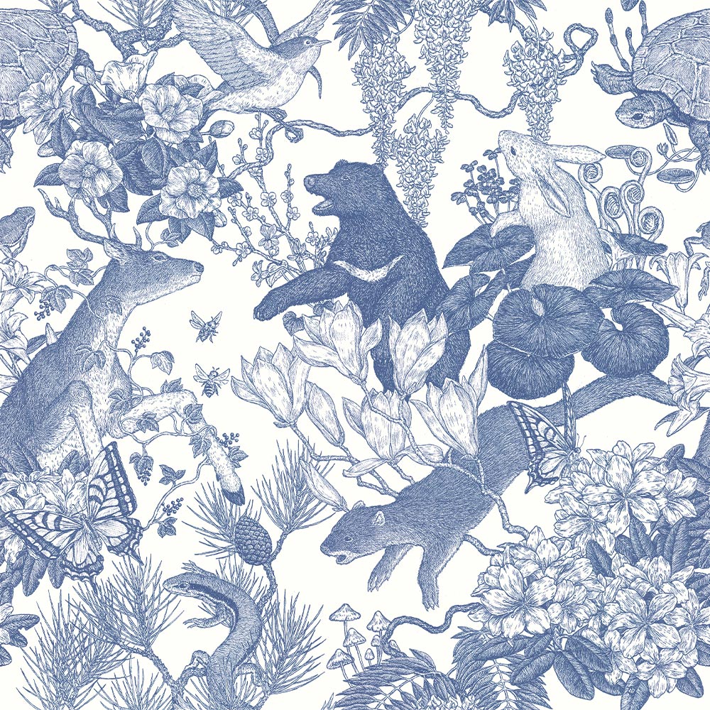 Japanese forest Blue 2.5 m long WALLPAPER