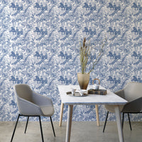 Japanese forest Blue 3 m long PEEL AND STICK WALLPAPER