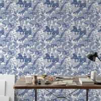 Japanese forest Blue 2.5 m long PEEL AND STICK WALLPAPER