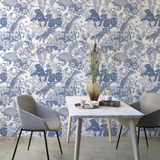 Japanese forest／Double Blue 3.3 m long PEEL AND STICK WALLPAPER